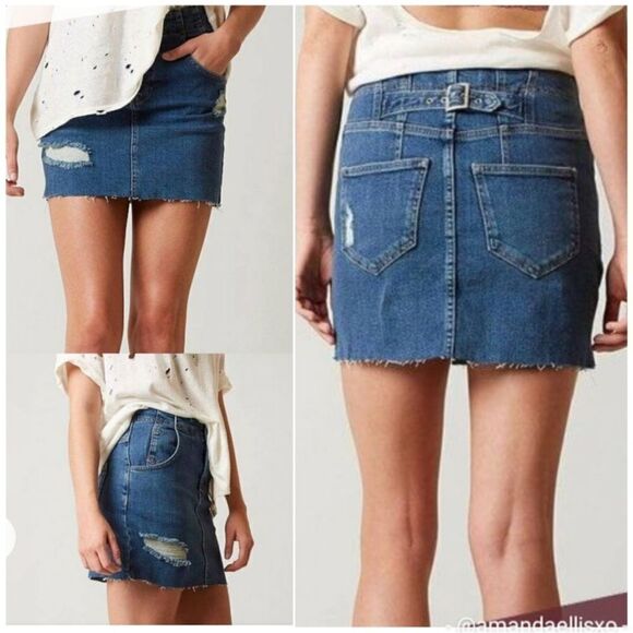 Free People corset denim mini skirt - 6 ($98) - Picture 1 of 10